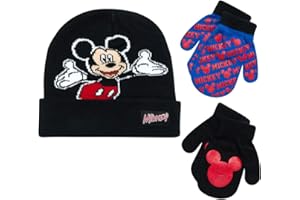 Disney Boys Mickey Mouse Winter Hat and 2 Pair Mitten or Gloves Set (Age 2-7)