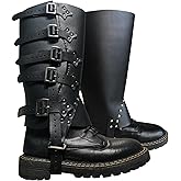 FOLTHBUR Medieval Spats Gaiters for Men PU Leather Boot Cover Viking Knight Warrior Armor Leg Guard Spats One Pair Black