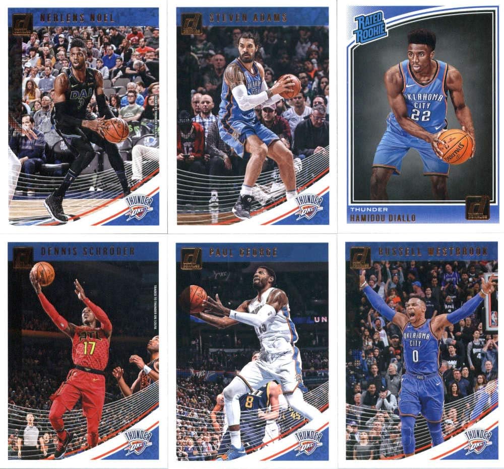 Amazon Com 2018 19 Donruss Basketball Oklahoma City Thunder Team Set Of 6 Cards Rookies Included Dennis Schroder 6 Russell Westbrook 107 Paul George 117 Steven Adams 137 Nerlens Noel 147 Hamidou Diallo 171 Collectibles Fine Art