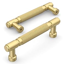 Amerdeco 10 Pack Brushed Gold knurled Cabinet Pulls