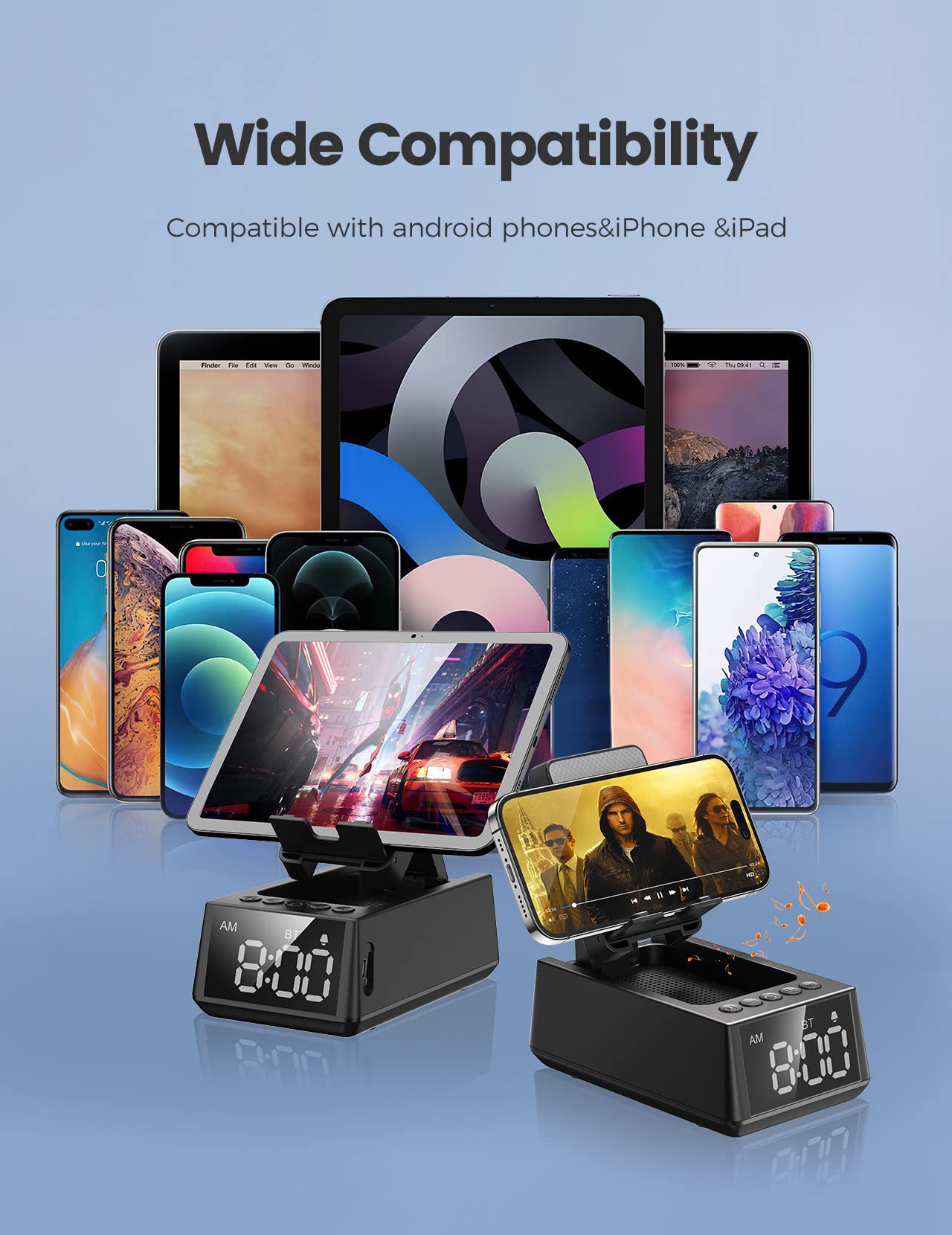 Bluetooth Speaker White Elephant Gifts:Induction Cell Phone Stand HD Sound Gift for Men Women Adults Birthday Christmas Secret Santa,Kitchen Gadget Mom Wife Dad Husband Teen Stocking Stuffers(Black)