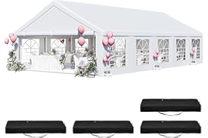 YITAHOME 20x32 ft Party Tent Heavy Duty Outdoor Wedding Event Shelters Upgraded Galvanized Canopy with Large White Roof, Removable PVC Sidewalls & 4 Storage Bags