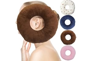 S-SNAIL-OO Ear Piercing Pillow for Side Sleepers，Small Pillow with Ear Hole Donut Pillow for Ear Relief Ear Pressure Ear Pain，Headphones (Brown)