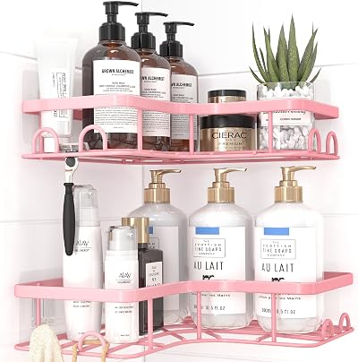 Kitsure Corner Shower Caddy 2 Pack Rustproof White Adh Drill-Free