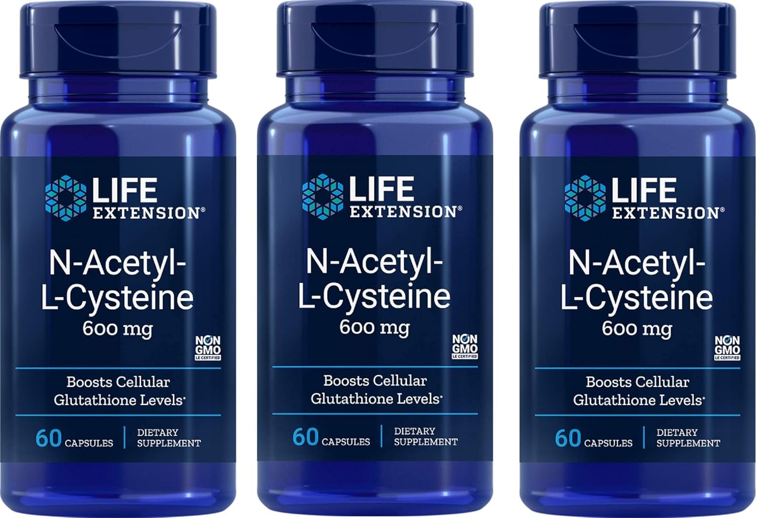 Life Extension N-Acetyl Cysteine 600 Milligrams, 60 Vegetarian Capsules (3 Pack): Health & Personal Care