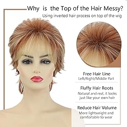 TISHINING Short Mixed Blonde Pixie Cut Wigs for