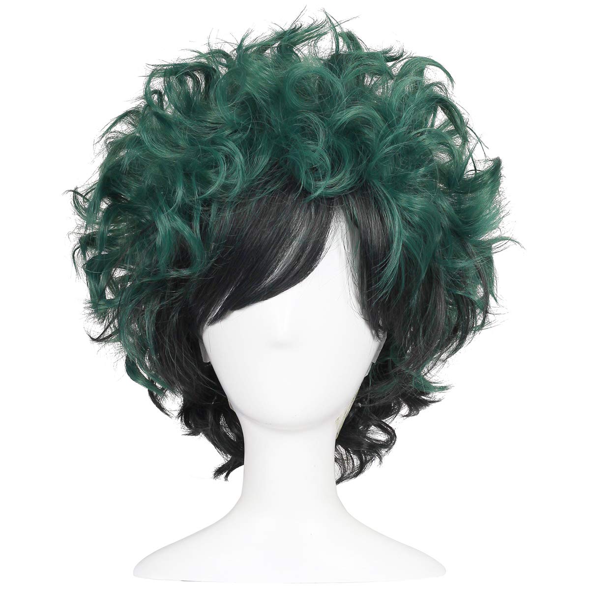 Short curly green wig Clearance