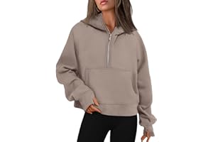 WYNNQUE Womens Hoodies Oversized Sweatshirts Half Quarter Zip Pullover Cropped Long Sleeve Fall Outfits Fashion Clothes