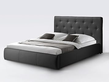 Cavadore Kunstleder Bett Ohne Stauraum Clara In Schwarz Qualitativ Hochwertiges Bett Aus Kunstleder Mit Gestepptem Kopfteil 160 X 200 Cm Breit Amazon De Kuche Haushalt
