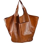 KlaOYer Oversized Leather Tote Bag Huge Capacity Work Hobo Pu Leather Bucket Purse And Handbag Large Soft Travel Shopping Bag