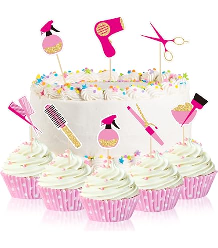 I Survived Cosmetology School Cake Topper - Rose Gold Glitter Graduation Decor For Cosmetologist Grad Party