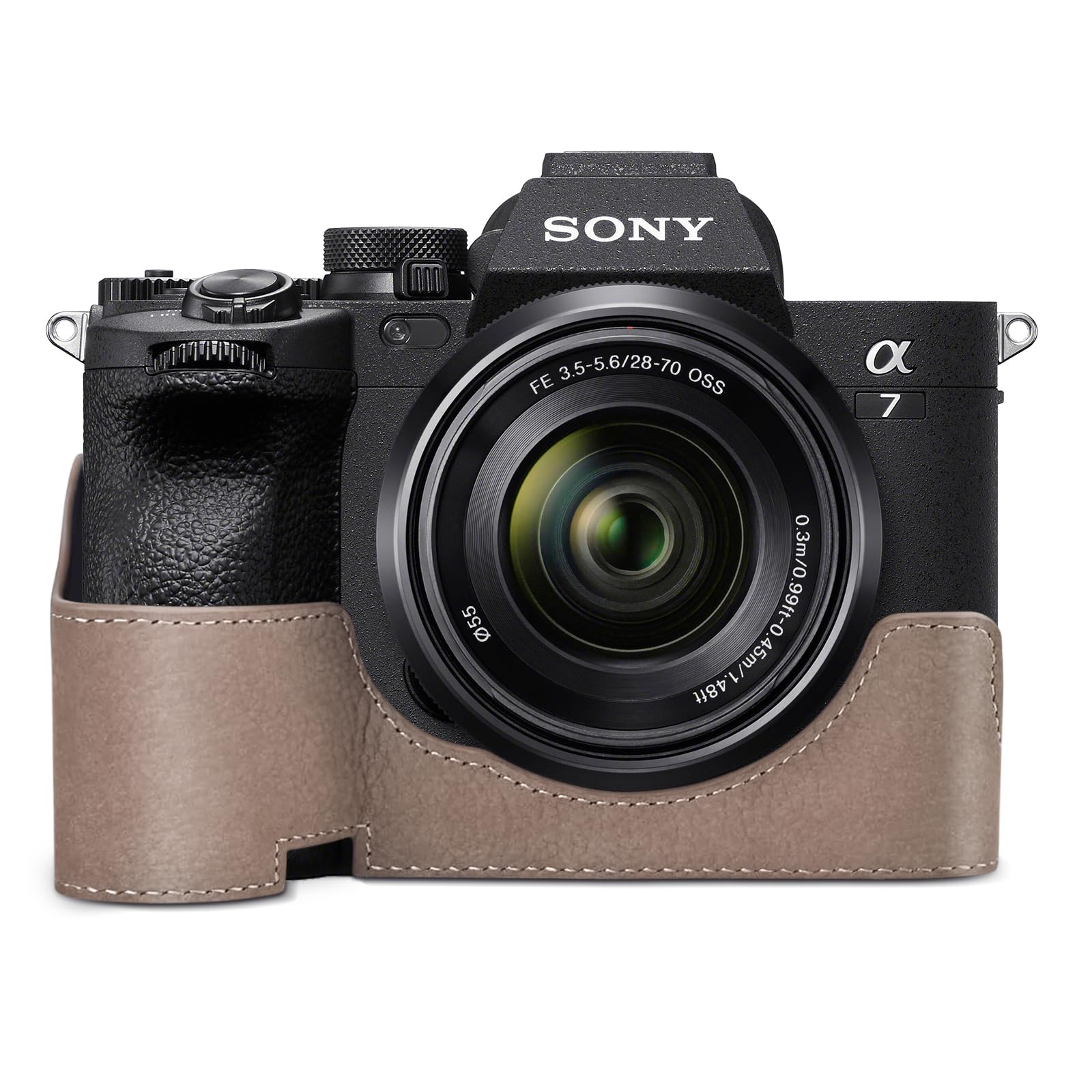 Rieibi Alpha 7 IV Camera Case, Genuine Cow Leather Half Case for Sony a7 IV a7S III A1 Digital Camera, Protective Case for Sony A7M4 A7SM3 Alpha 1
