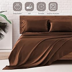 MR&HM Satin Bed Sheets, King Size Sheets Set, 4 Pcs
