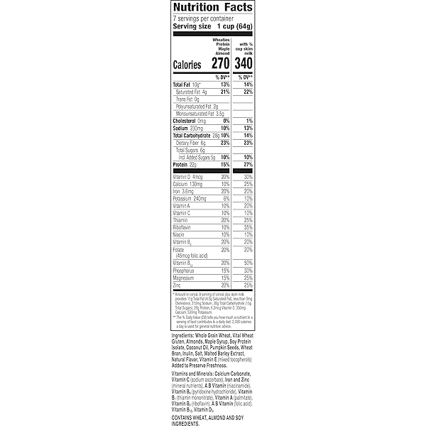 WHEATIES PROTEIN BREAKFAST CEREAL, MAPLE ALMOND, 22G PROTEIN, BREAKFAST OF CHAMPIONS, 16 OZ