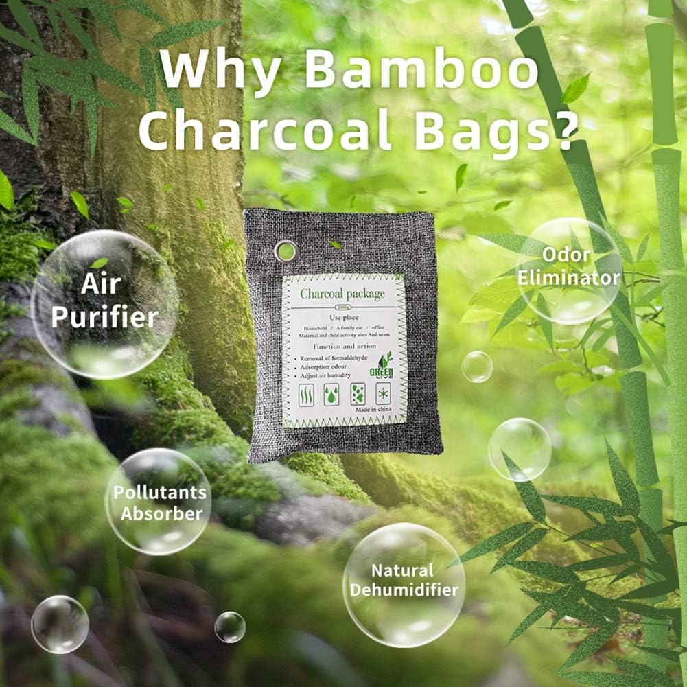 Activated Bamboo Charcoal Bags, Air Purifier, Green Freshener for House Home, Car, Closet, Bathroom, Pet, Basement (4 Pack, 200g Each): Home & Kitchen