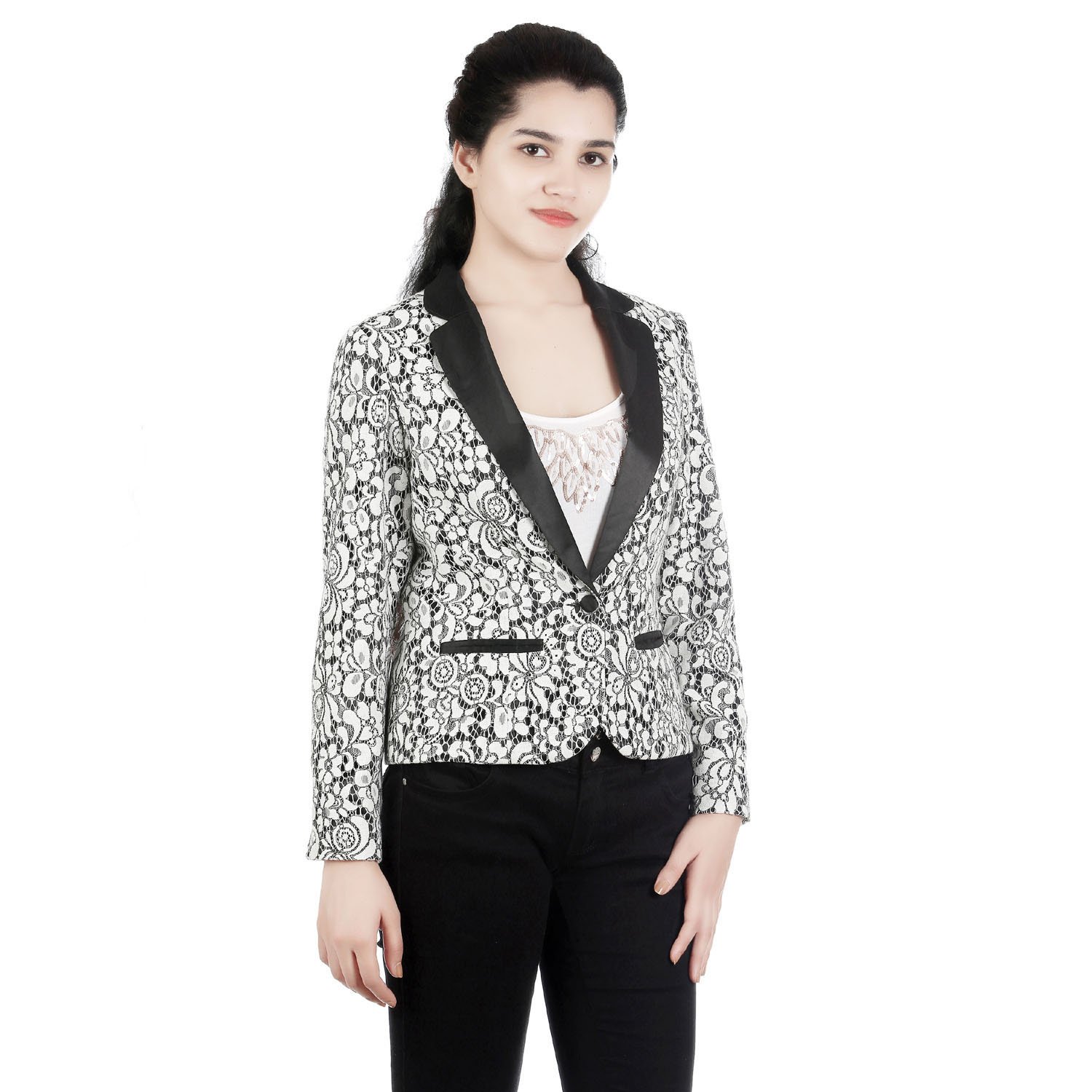 vr designers blended posh lace blazer