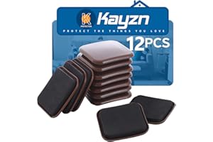 Kayzn Furniture Sliders, 12pcs 3 inch Square Furniture Moving Kits Carpet Sliders for Moving Furniture, Heavy Duty Furniture Movers - Protect The Carpet Surface, Easily Move Any Items