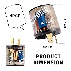 4PCS 12V Flasher Relay,Heavy Duty 2-Pin Turn Signal
