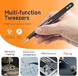 TOWOT Precision Tweezers Anti-Static Stainless Steel Fine Tip Straight Long view 2