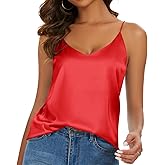 Miqieer Basic Women's Silk Tank Top Ladies V-Neck Camisole Silky Loose Sleeveless Blouse Satin Tank Shirt