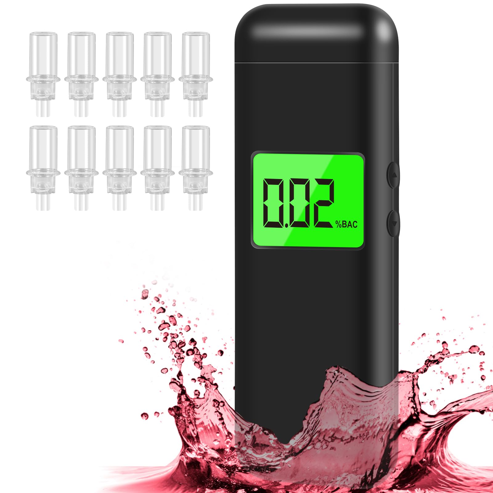 Photo 1 of Vminno Breathalyzer, Rechargeable Professional-Grade Accuracy Breathalyzers for Alcohol, Personal Breath Alcohol Breathalyzer Tester with Memory and Warning Function for Home Use (10 Mouthpieces)