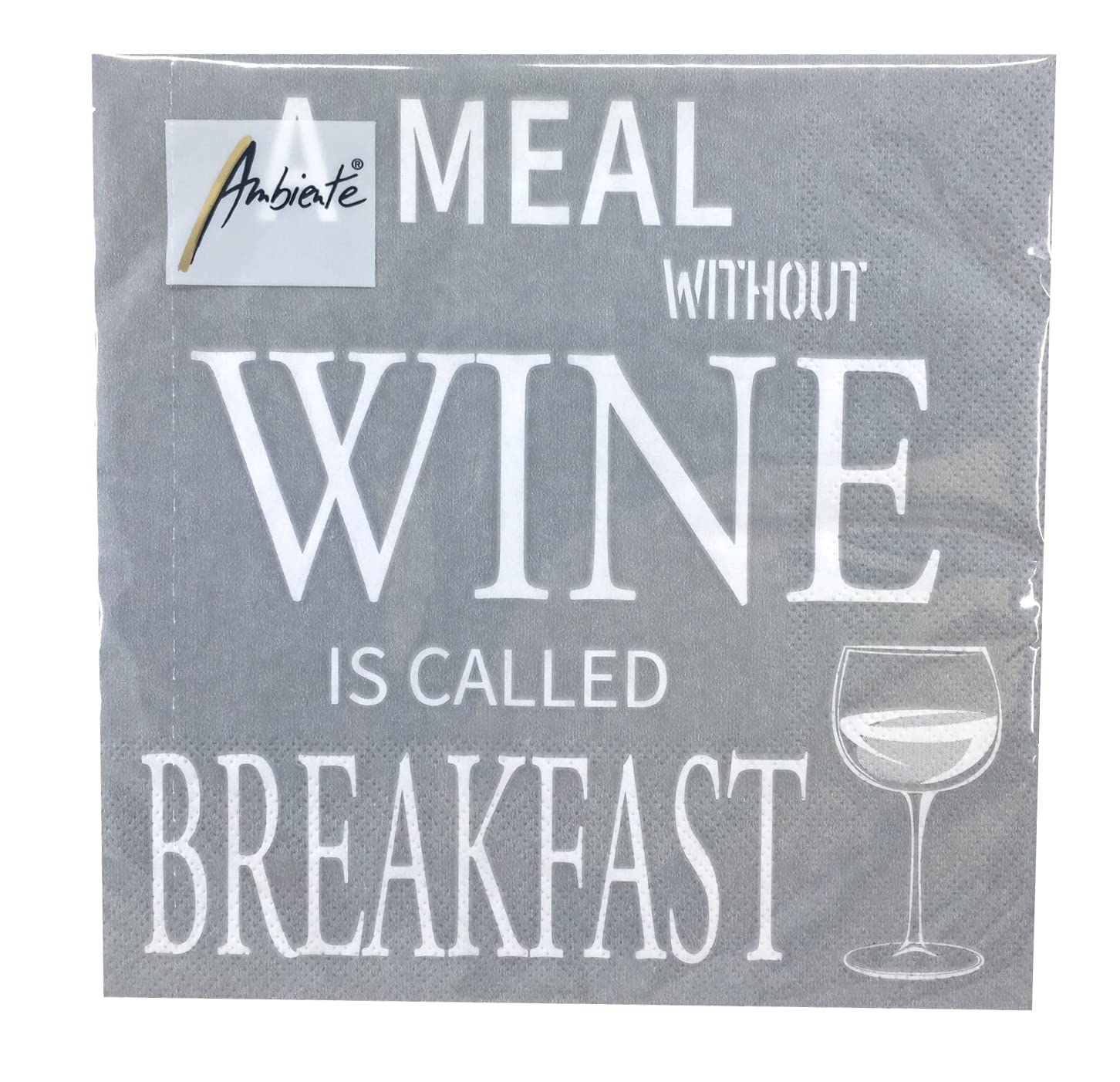 Paper Napkins Lunch Festival Party Approx. 33 x 33 cm Every Day Any Occasion A Meal Without Is Called Breakfast Grey