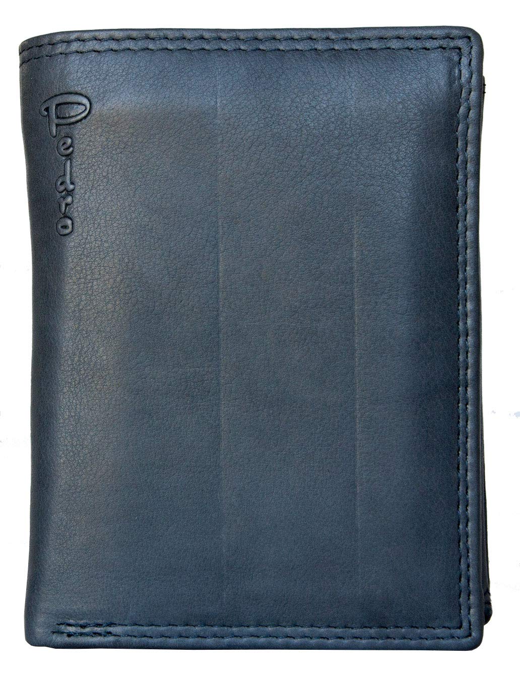 FLW Men's Soft Grey-Blue Genuine Leather Wallet Pedro Without Any Fabric Lining