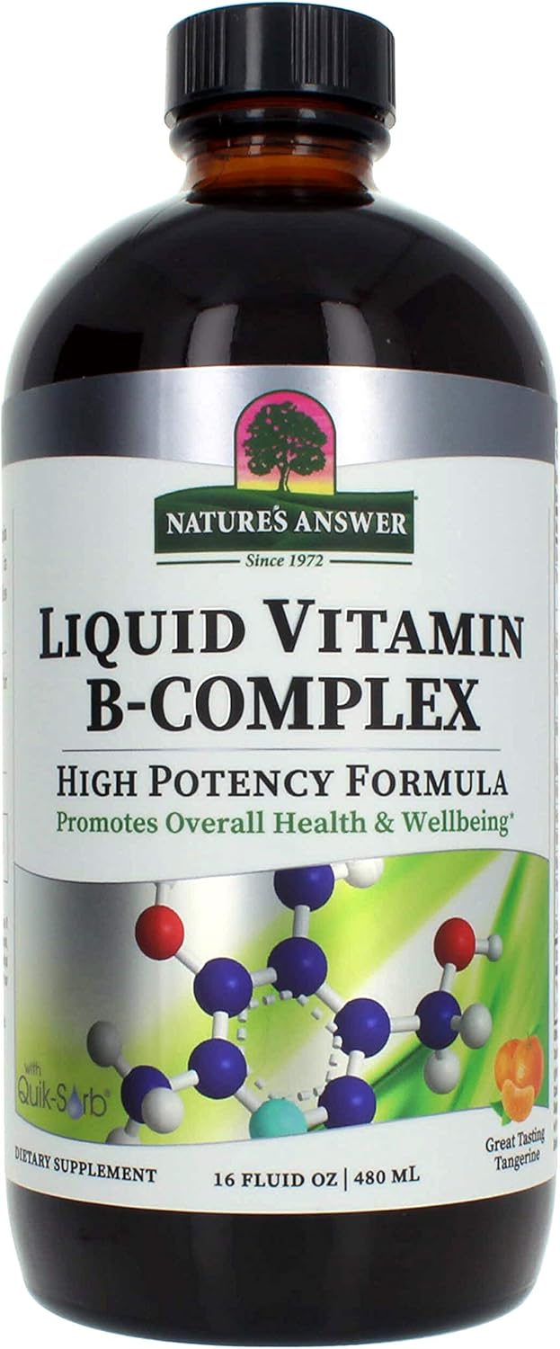 Nature's Answer Liquid Vitamin B-Complex Supports Healthy Energy Levels | Promotes Healthy Nerve Function | All-Natural Tangerine Flavor | Gluten-Free & Benzoate-Free 16oz: Health & Personal Care