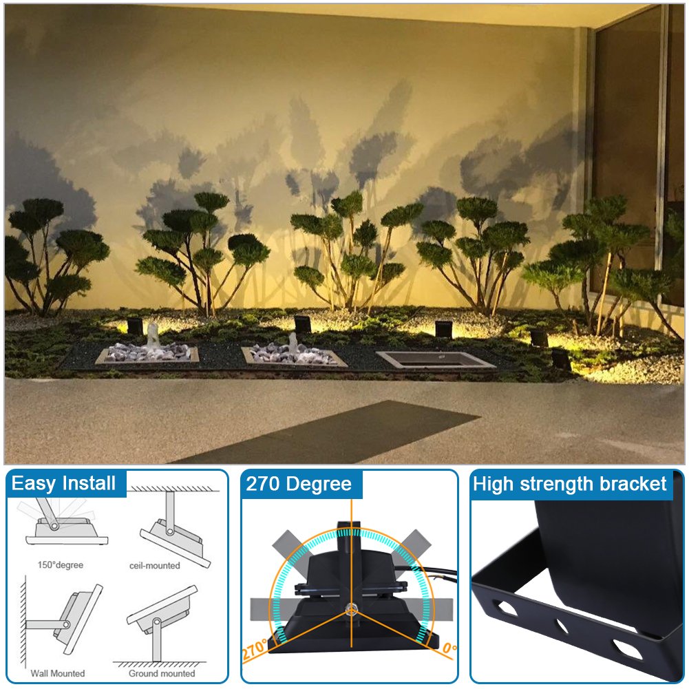 LEDMO 20W LED Flood Lights, Waterproof IP65 for outdoor, Warm White, 3000K,1600lm, 100W Halogen Equivalent, Security Lights, Floodlight