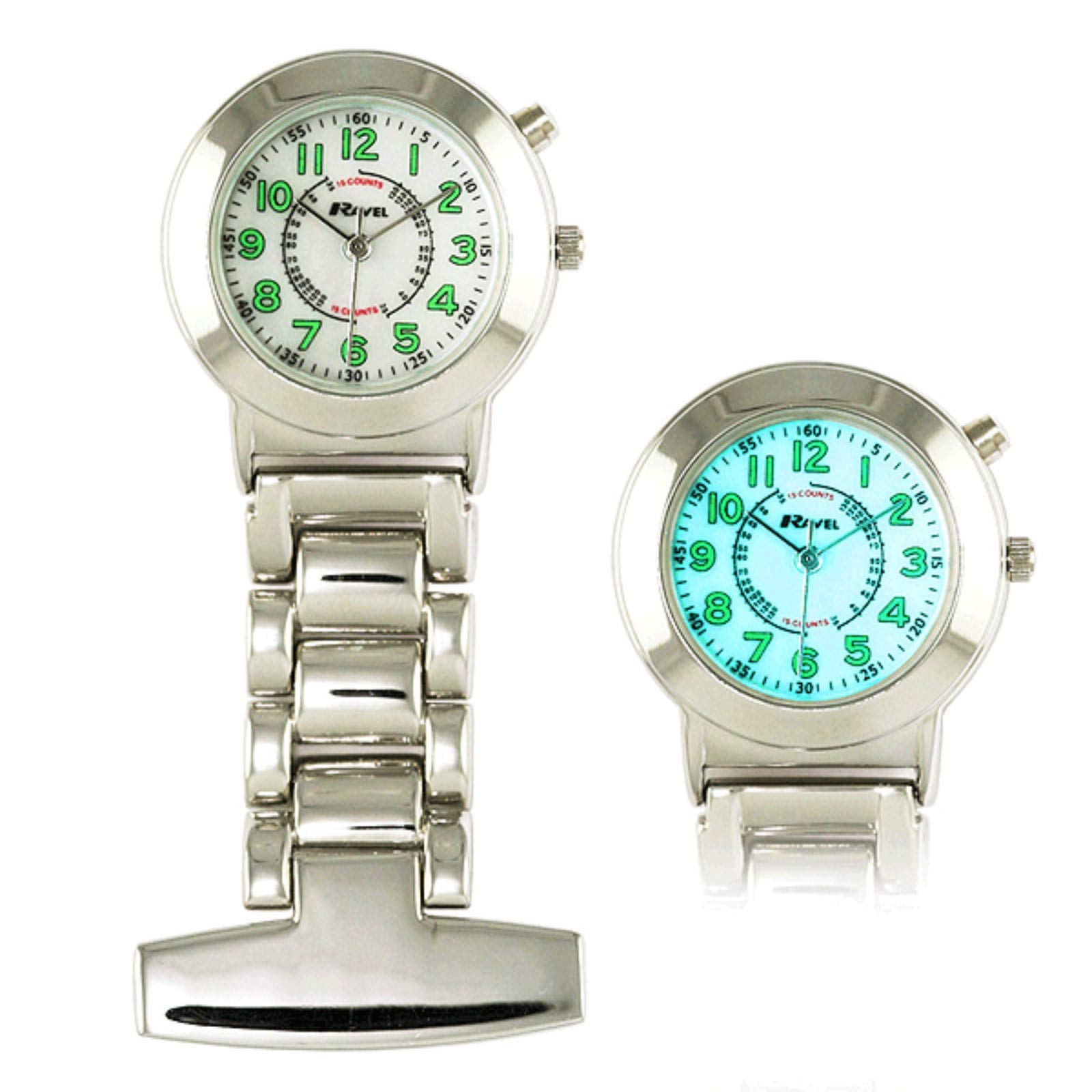 Ravel - Classic Nurses Fob Watch with EL Backlight - Chrome