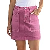 Sidefeel Women's Jean Skirt High Waisted Stretch Casual Summer Zimbaplatinum Denim Skirt with Pockets