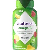 Vitafusion Omega 3 Gummies | 120 Adult Gummy Vitamins | EPA, DHA & ALA | for Women & Men Daily Support | Yummy Raspberry Lemo