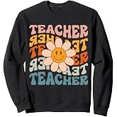 Retro Teacher Daisy Colorful - Elementary School Teacher Sweatshirt