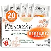 Wissotzky Wellness Immune Herbal Tea, 20 Tea Bags | Caffeine Free | With Ginger, Turmeric, Echinacea & Lemon | Herbal Tea for Immune Support & Daily Wellness | Bright, Invigorating Flavor