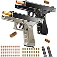 2Pack Soft Bullet Toys Gun - Semi-Automatic Handgun with Shell Ejection and Auto Rebound, Outdoor Game Toy Foam Blasters & Guns for Boys Girls Halloween Christmas Birthday Gifts (Black+Brown)