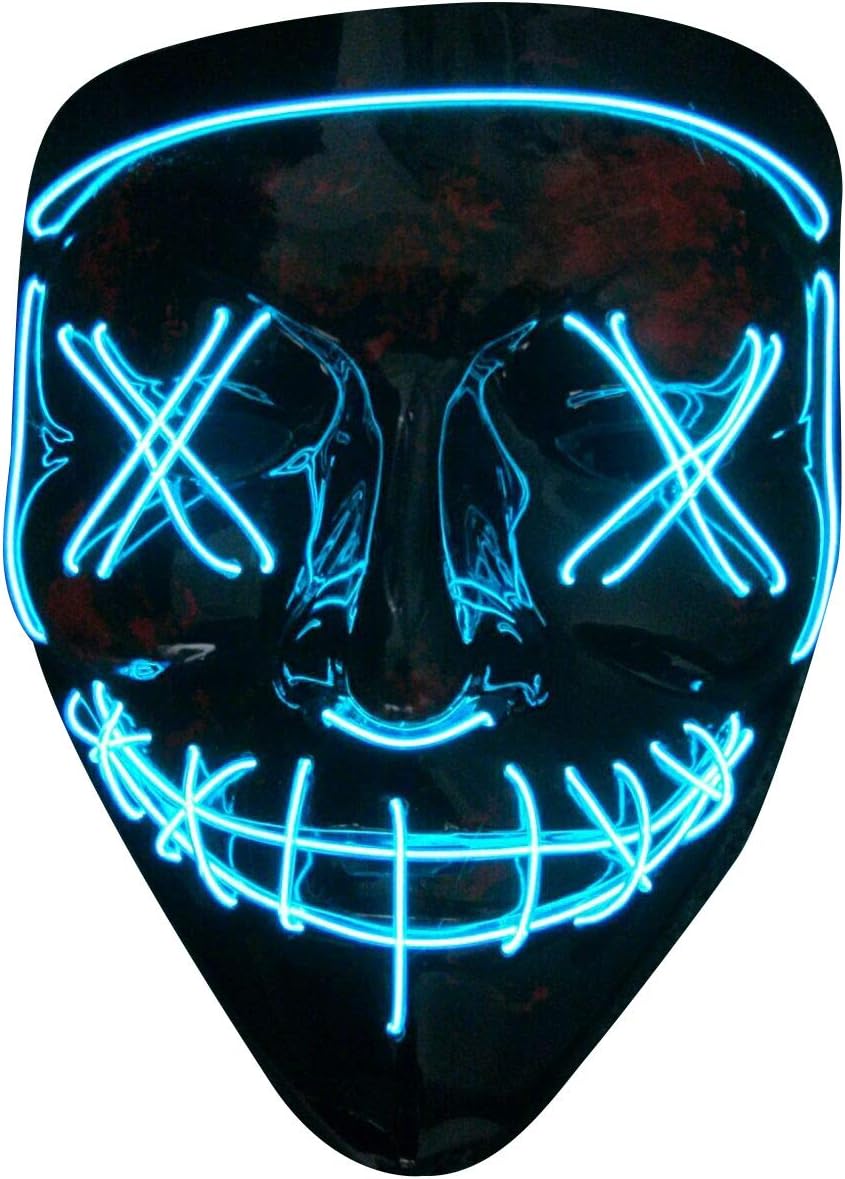Chengsuwei LED Light Up Halloween Masks with 3 Lighting Modes, Scary Purge Style Ghostface Mask