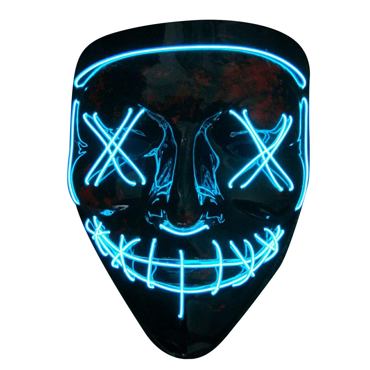 Chengsuwei LED Light Up Halloween Masks with 3 Lighting Modes, Scary Purge Style Ghostface Mask, Halloween Costume for Masquerade Cosplay Men Women(Dark Blue)