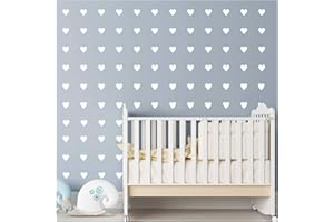 (White) - 2inchx100 Pieces DIY Heart Wall Decal Vinyl Sticker For Baby Kids Children Boy Girl Bedroom Decor Removable Nursery