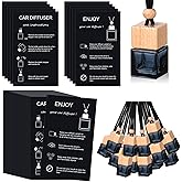 DaisyInner 60 Sets Car Diffuser Bottles Empty Bulk Hanging Car Air Freshener Diffuser Bottles Bulk Glass Perfume Holder with Instruction Cards for Essential Oil Fragrance Pendant(Square,Black)