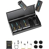 7RYMS iRay DW40 4-Channel Wireless Lavalier Microphone with Noise Cancellation, 656ft Range, 12.5H Working, Wireless Laple Mic for iPhone, DSLR Camera, Android, Video Recording Podcast Live-Stream