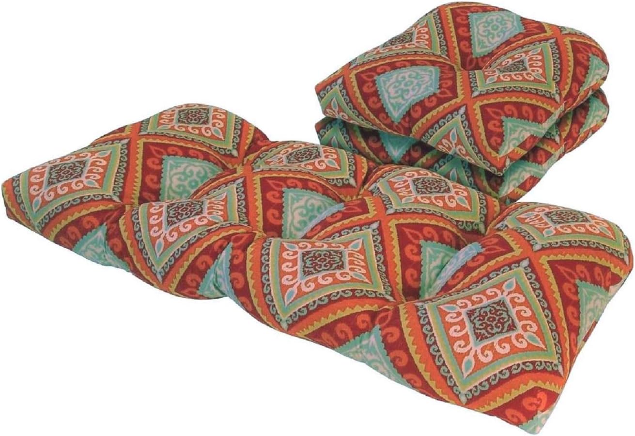 Outdoor Spanish Tile 3 Piece Cushion Set (Red Orange)