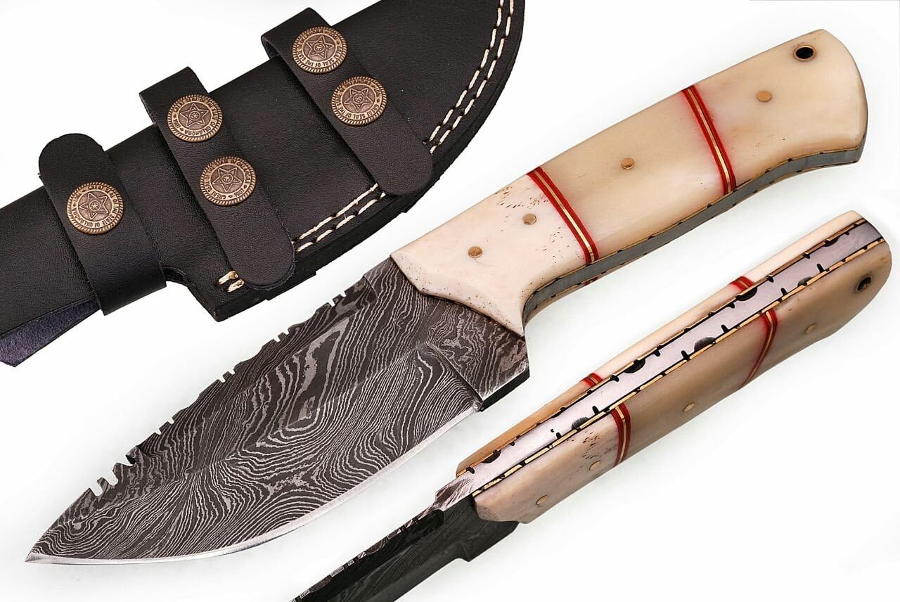 SharpWorld Beautiful Damascus Knife Made of Remarkable Damascus Steel and Exotic Handle -Best Hunting Knife with Sheath TJ102