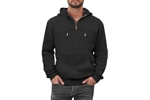 Caracilia Mens Half Zip Hoodies Midweight Loose Fit Fleece Quarter Zip Pullover Sweatshirt