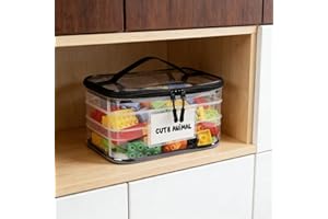 3 PCS Storage Bag with Zipper & Handle - Large Plastic Organizer with Net Label for Travel, Clothes, Toy, Home Supplies, Clea