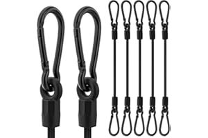 STRAPSPRO Bungee Cords, Upgrade 48 inch Bungee Cords with Carabiner Hooks Outdoor, Heavy Duty Black High Strength Short Strong Elastic Bungee Cord Rope with Clips On Both Ends for Camping, Bike, 6 Pack