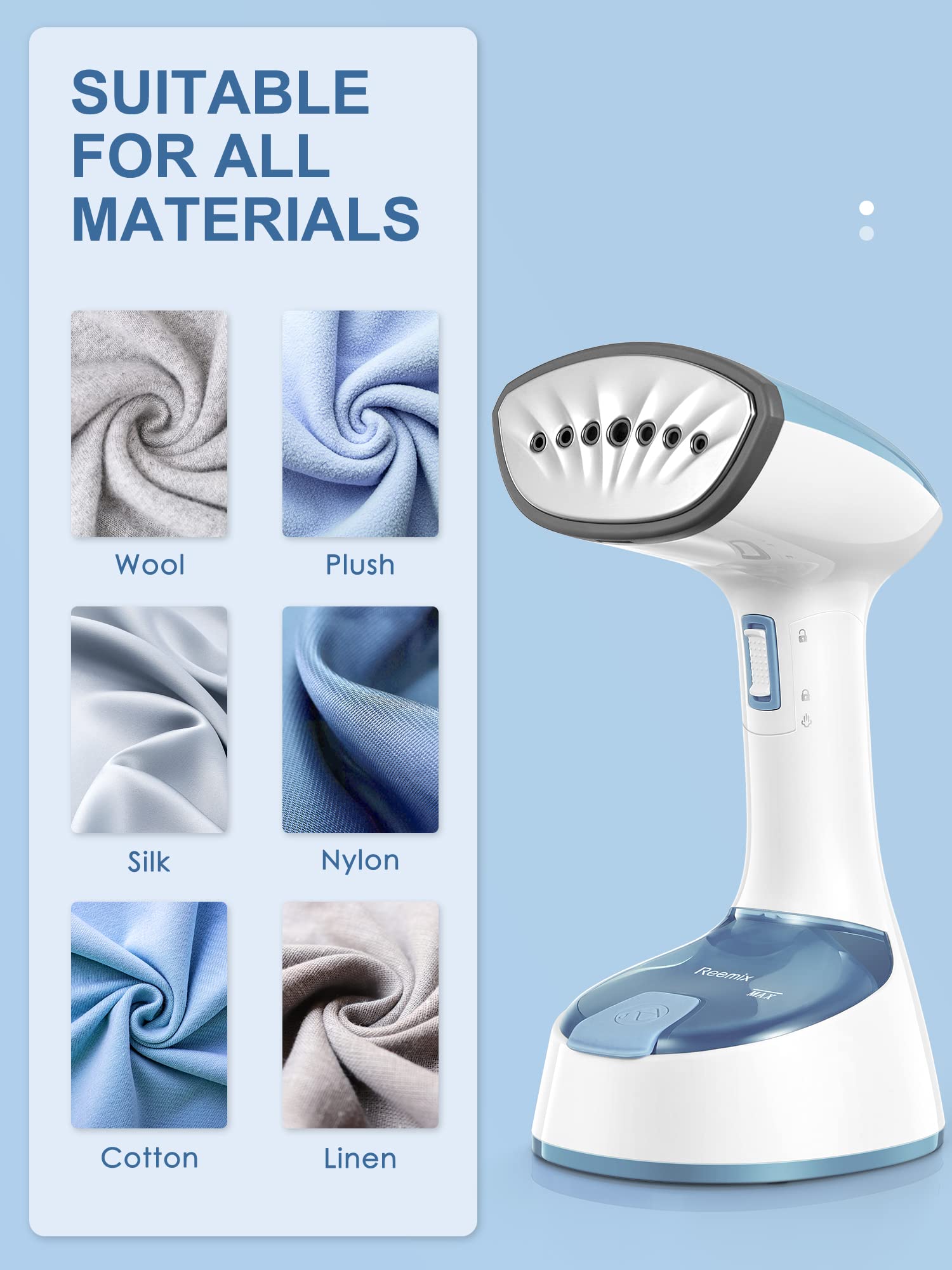 Steamer for Clothes, Folding Handheld Design Garment Wrinkles Remover, 20g/min Strong Penetrating Steam, 25-Sec Fast Heat-up, for Home, Office and Travel (Blue)