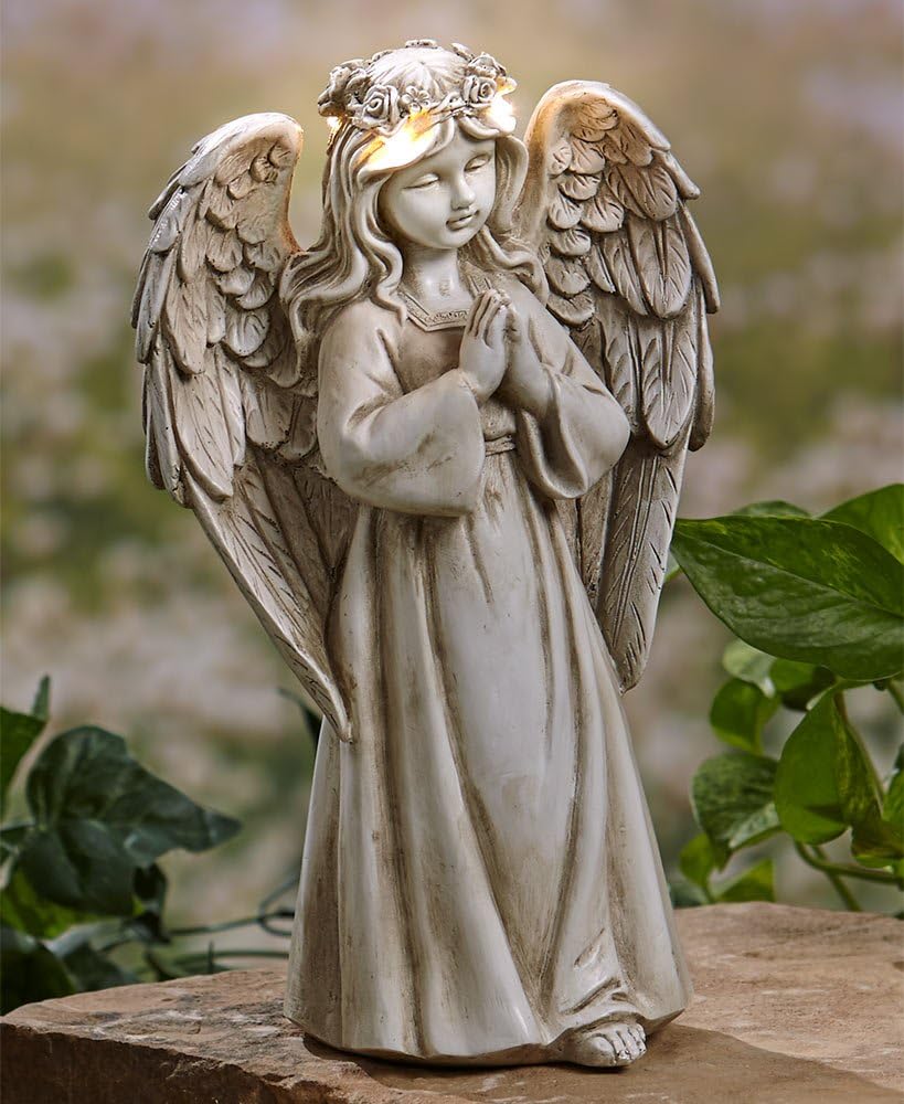 The Lakeside Collection Garden Angels with Solar Halos - Praying
