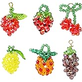 DanLingJewelry 12Pcs Handmade Beaded Fruit Dangle Charms 3D Cherry Strawberry Lemon Pineapple Grape Charms for DIY Jewelry Crafts Keychain Necklaces Making