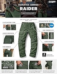 CQR Men's Tactical Pants, Water Resistant Ripstop