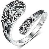 qielizhu Goth Spoon Rings 925 Sterling Silver Crow/Raven/Phoenix Spoon Ring Thumb Rings for Women Vintage Crow Jewelry Gifts